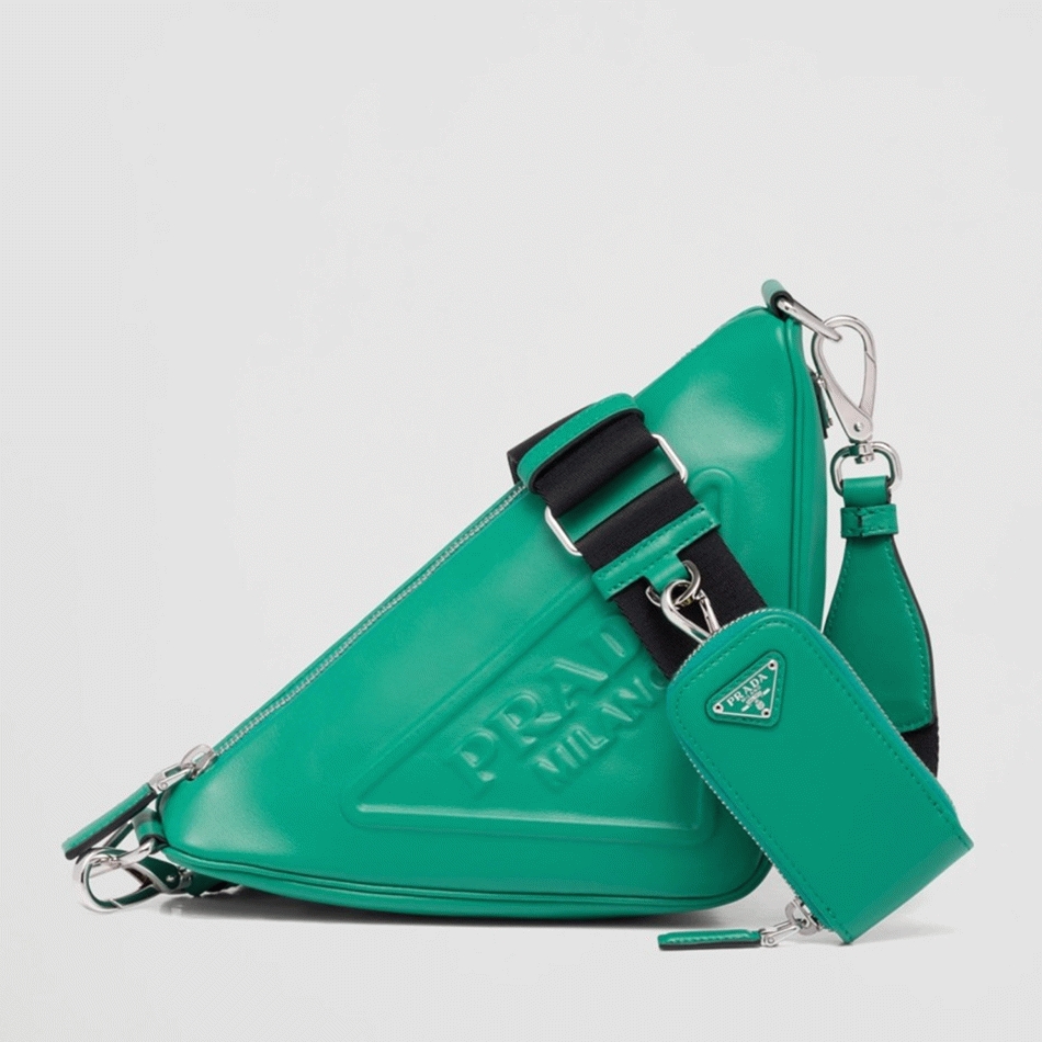 Pra*a Triangle Shoulder Bag Knockoff in Green