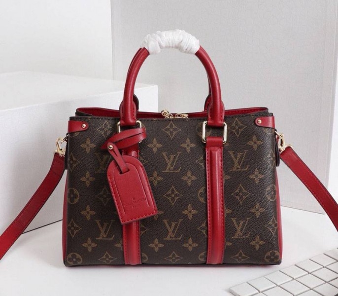 L0vis Vvtt0n Monogram Canvas Soufflot BB Bag In Cerise Red