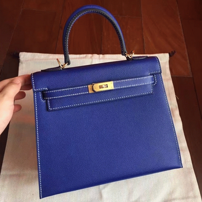 Electric Blue Epsom Fake H**me5 Kelly 25cm Bold Purse