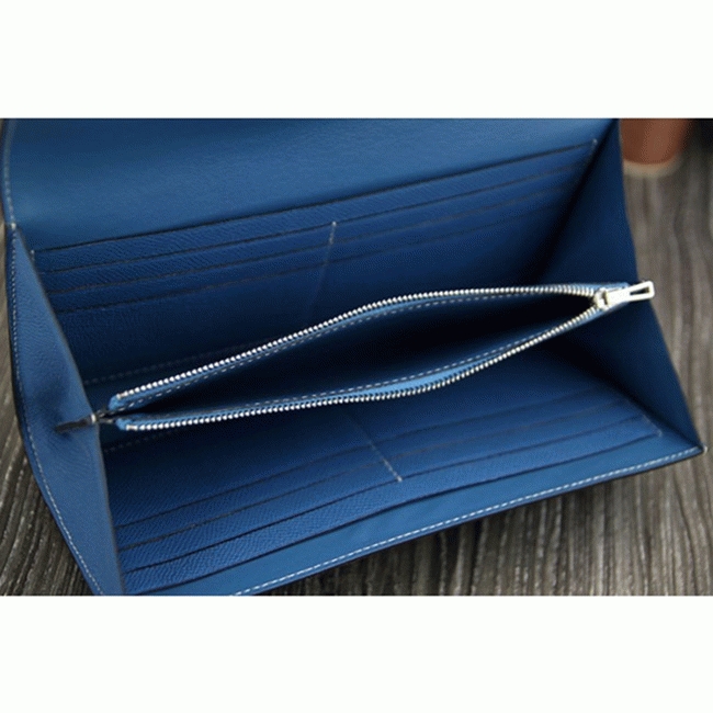 Jean blue knockoff H**me5 Constance wallet