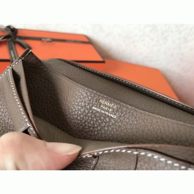 Taupe Clemence Fake Luxury H**me5 Bearn Wallet