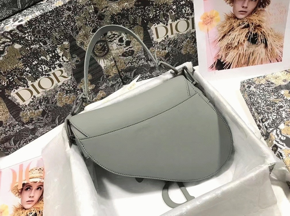 D10r Saddle Bag Faux in Grey Ultramatte Calfskin