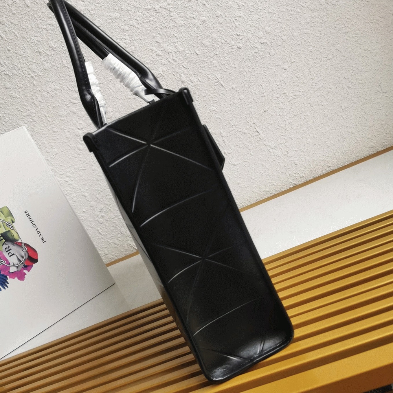 Pra*a Symbole Large Bag Replica with Topstitching in Black