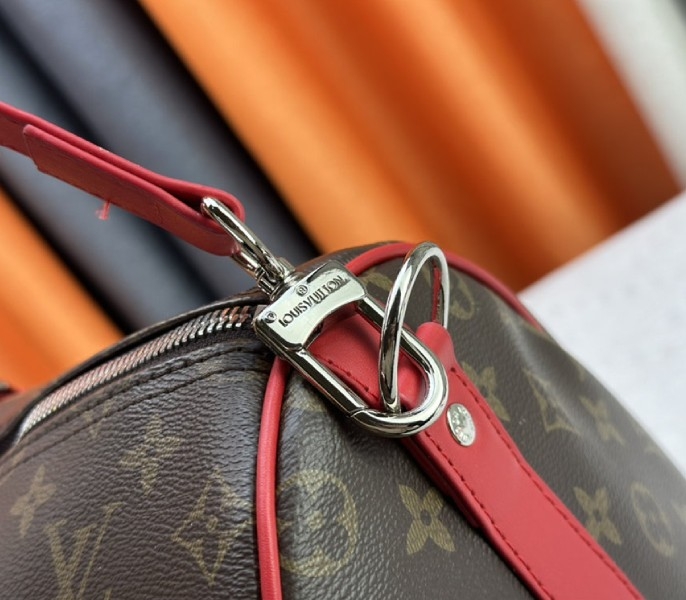 L0vis Vvtt0n Monogram Macassar Canvas Keepall Bandouliere 50 In Sari Red