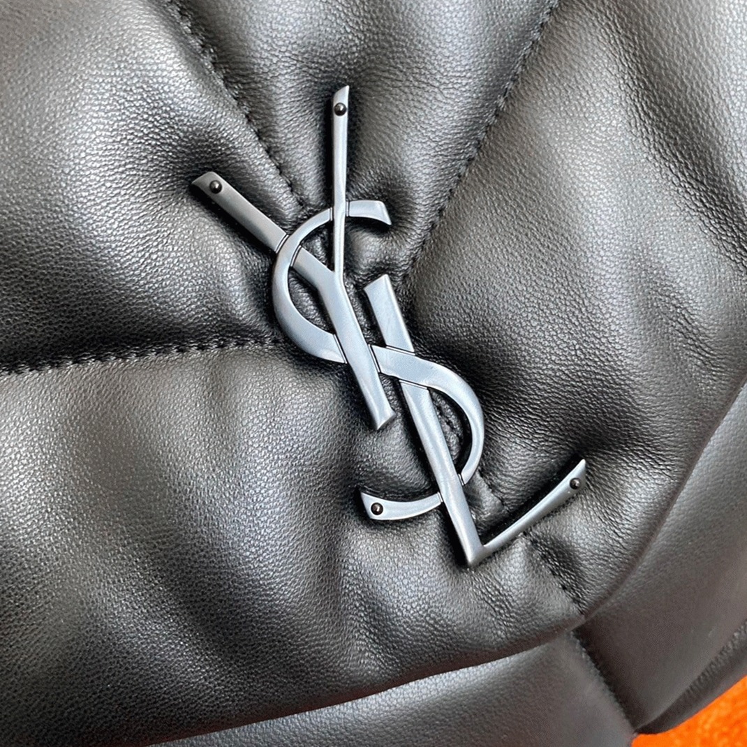 Sa1nt Lau*nt Puffer Medium Chain Bag All Black Lambskin