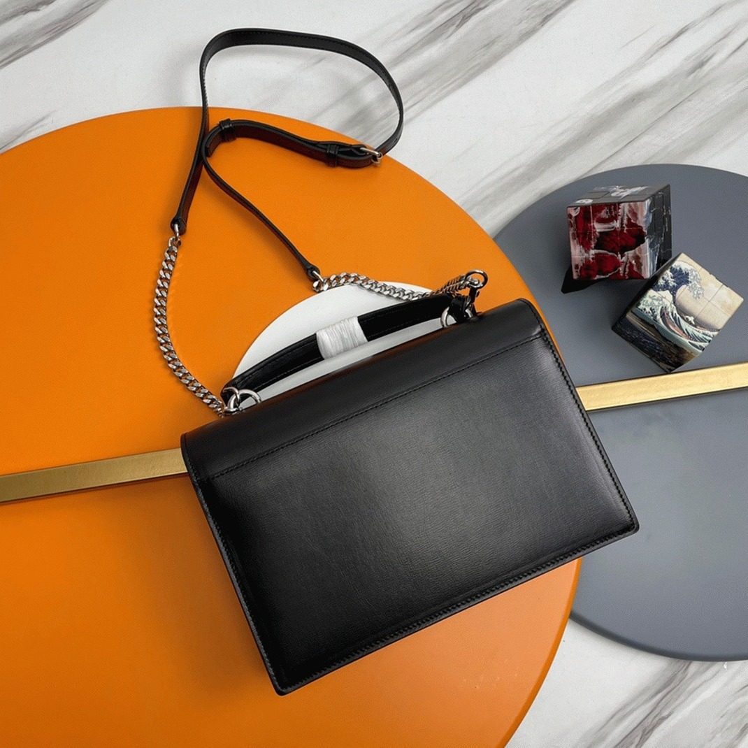 Knockoff Sa1nt Lau*nt Sunset Medium Top Handle Bag Noir Calfskin