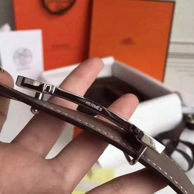 Fake H**me5 Kits belt in grey epsom with Constance buckle
