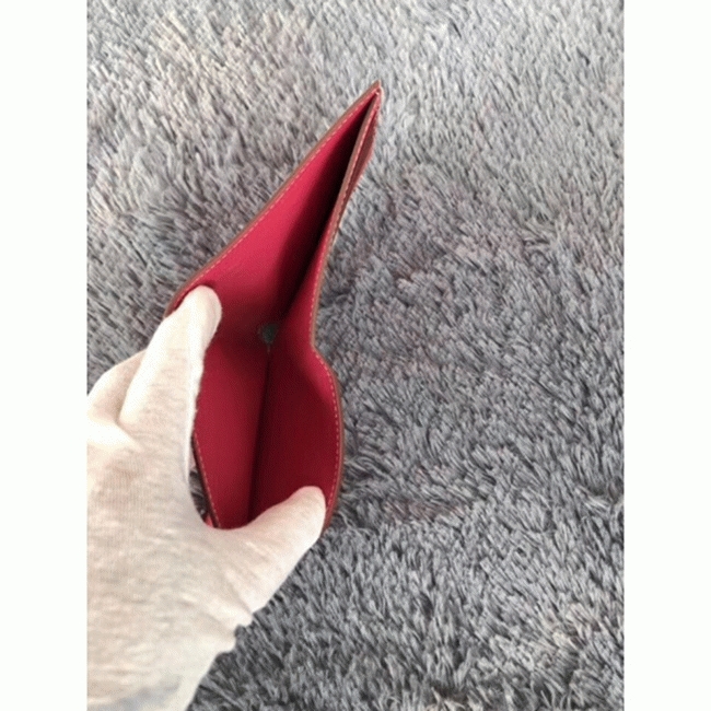 Rose red top fake H**me5 Copernic compact wallet
