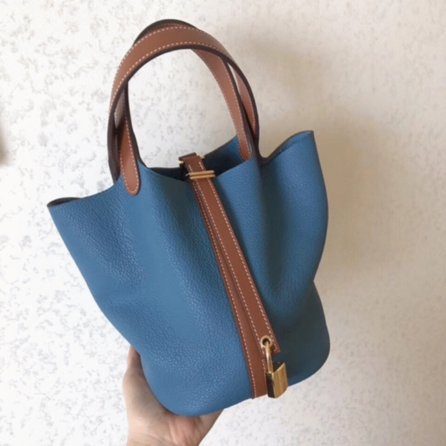Blue jean 1:1 replica H**me5 bicolor Picotin Lock 18cm handbag