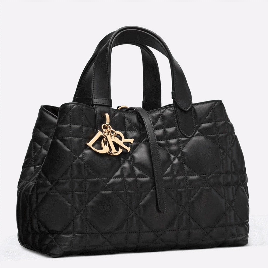 D10r Toujours Medium Bag Replica in Black Macrocannage Calfskin