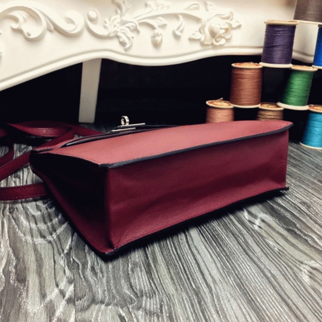 Bordeaux Swift Leather Knockoff H**me5 Kelly Danse Elegant Bag