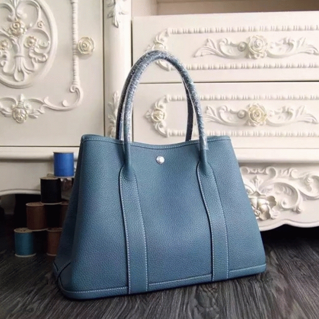 Jean Blue Fake AAA H**me5 Garden Party 30cm Bright Canvas Tote