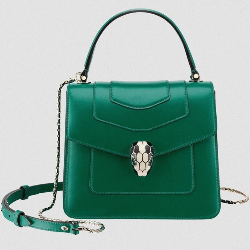 Fake Bv1g*ai Serpenti Forever Small Bag Green Calfskin