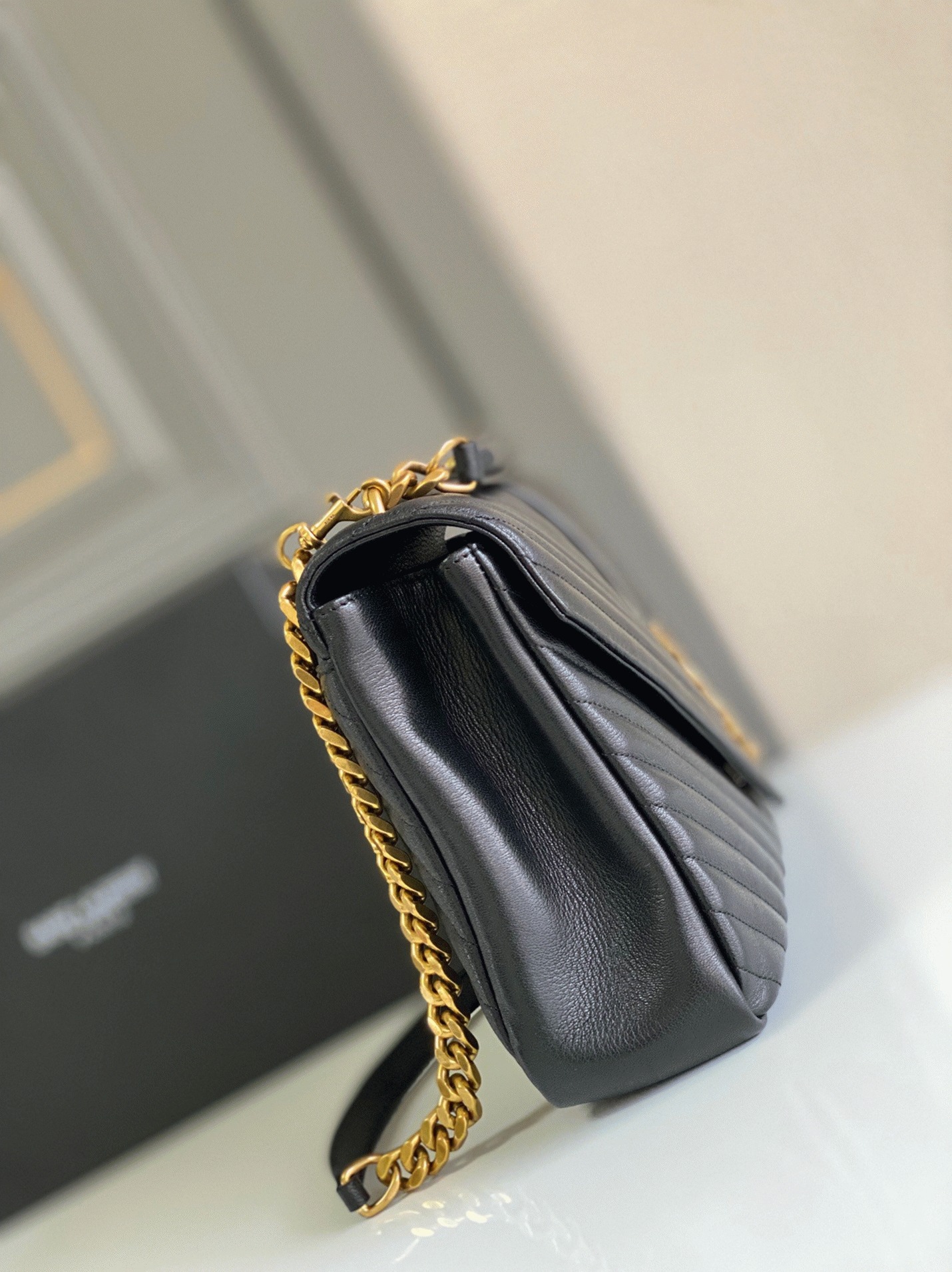 Replica Sa1nt Lau*nt College Large Chain Bag Black