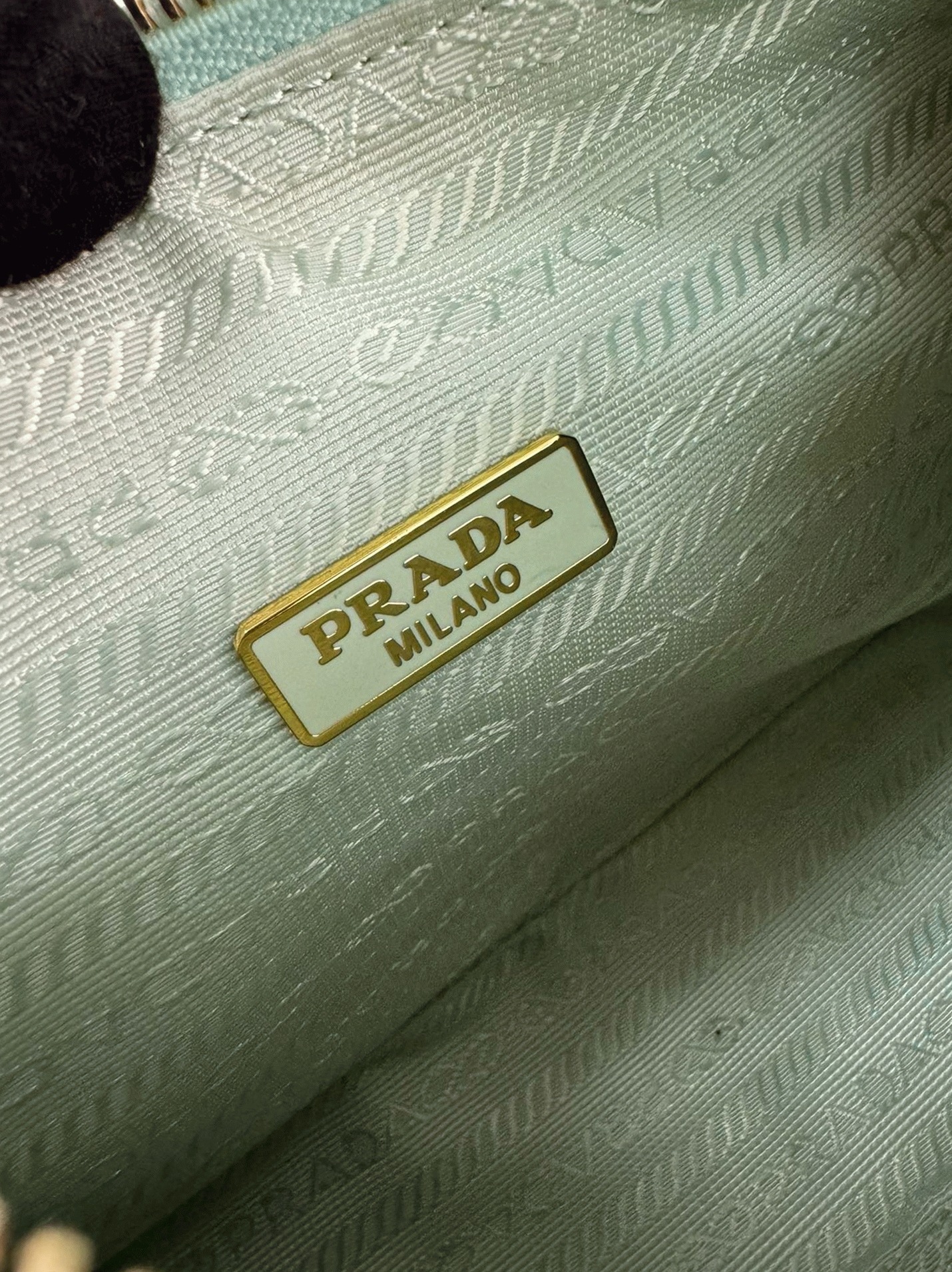 Pra*a Re-Edition Crochet Bag Replica in Aqua