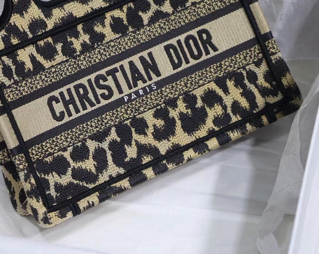 D10r Mini Book Tote Bag Knockoff in Beige Multicolor Mizza Embroidery