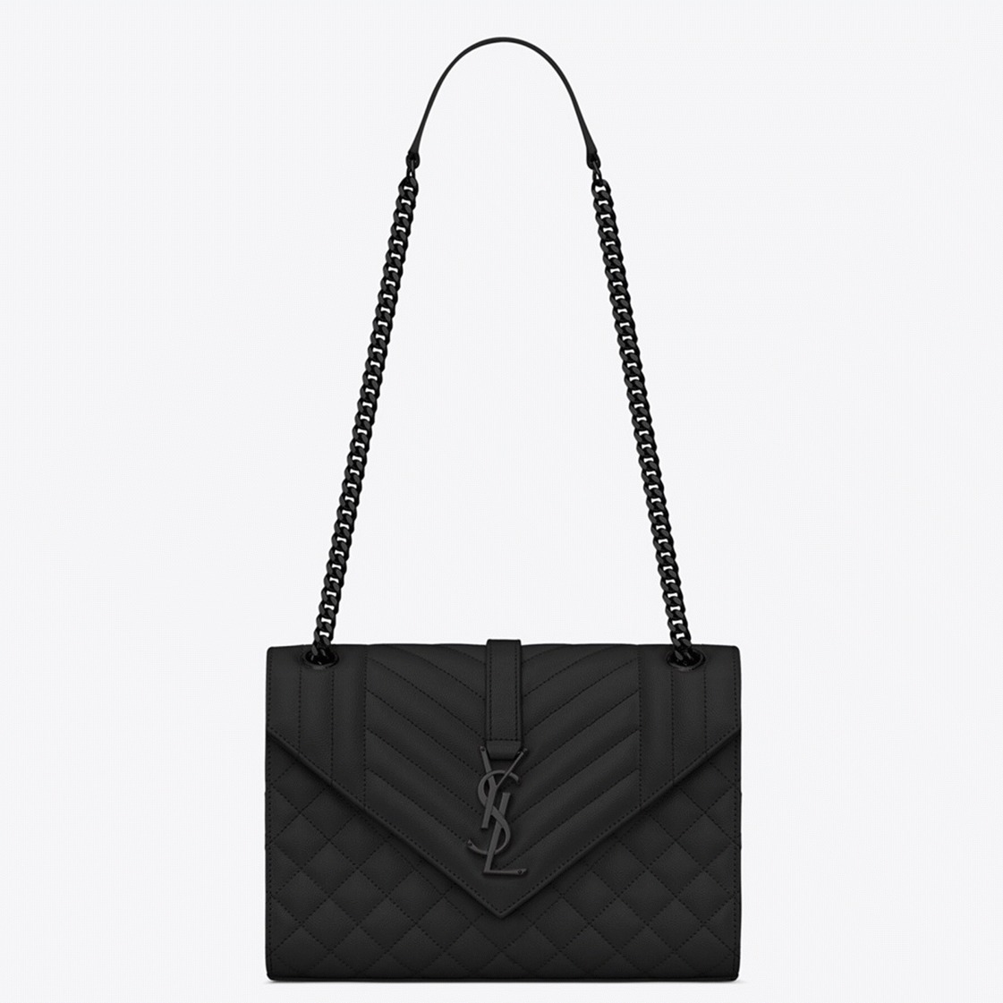 Replica Sa1nt Lau*nt Envelope Meidum Black Bag with Black Hardware