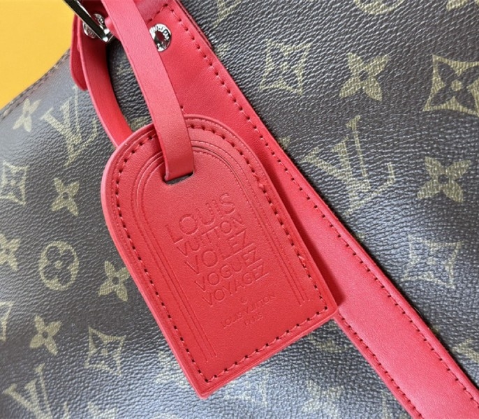 L0vis Vvtt0n Monogram Macassar Canvas Keepall Bandouliere 50 In Sari Red