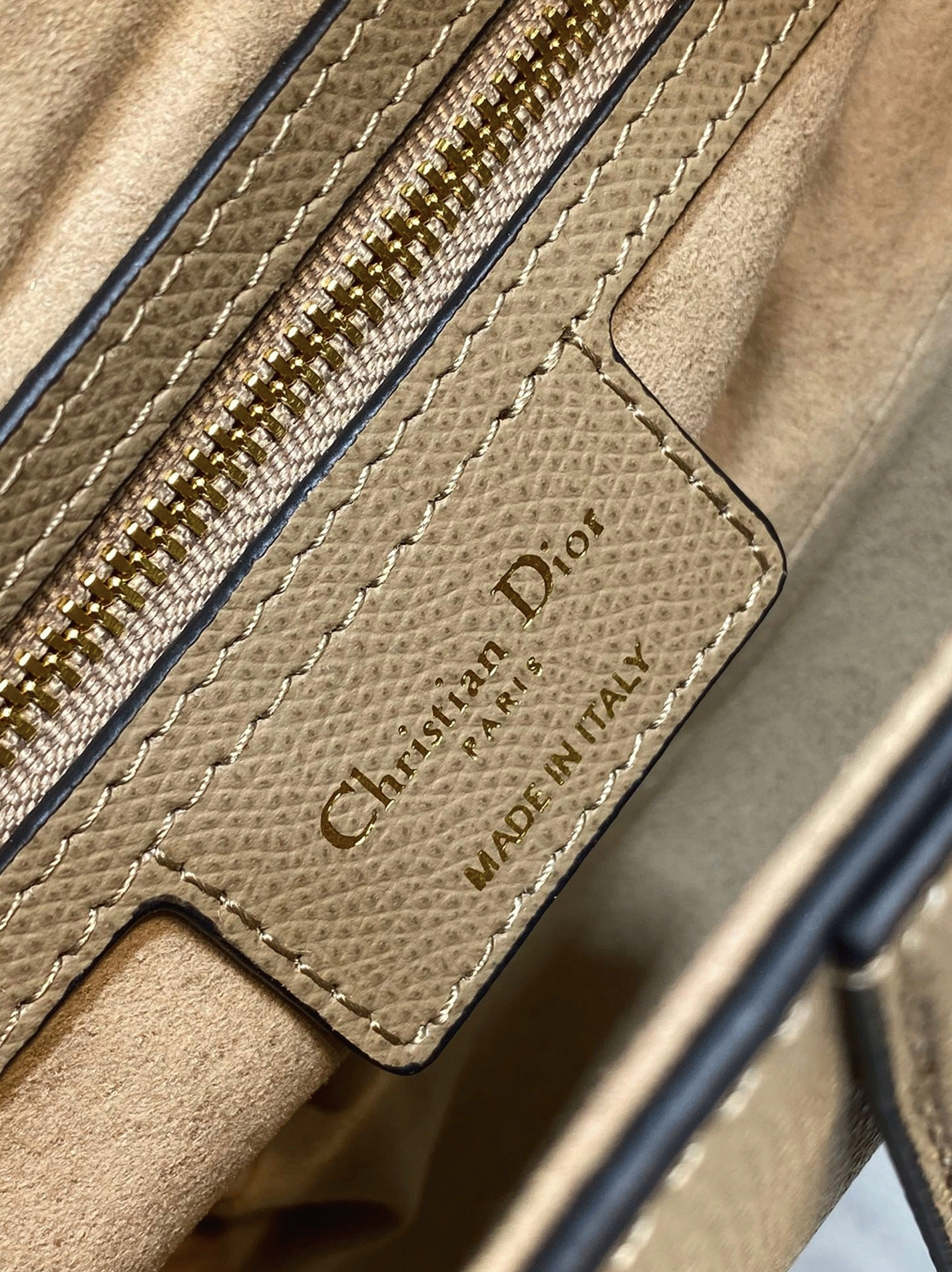 D10r Saddle Bag with Strap Replica in Sand Grained Calfskin