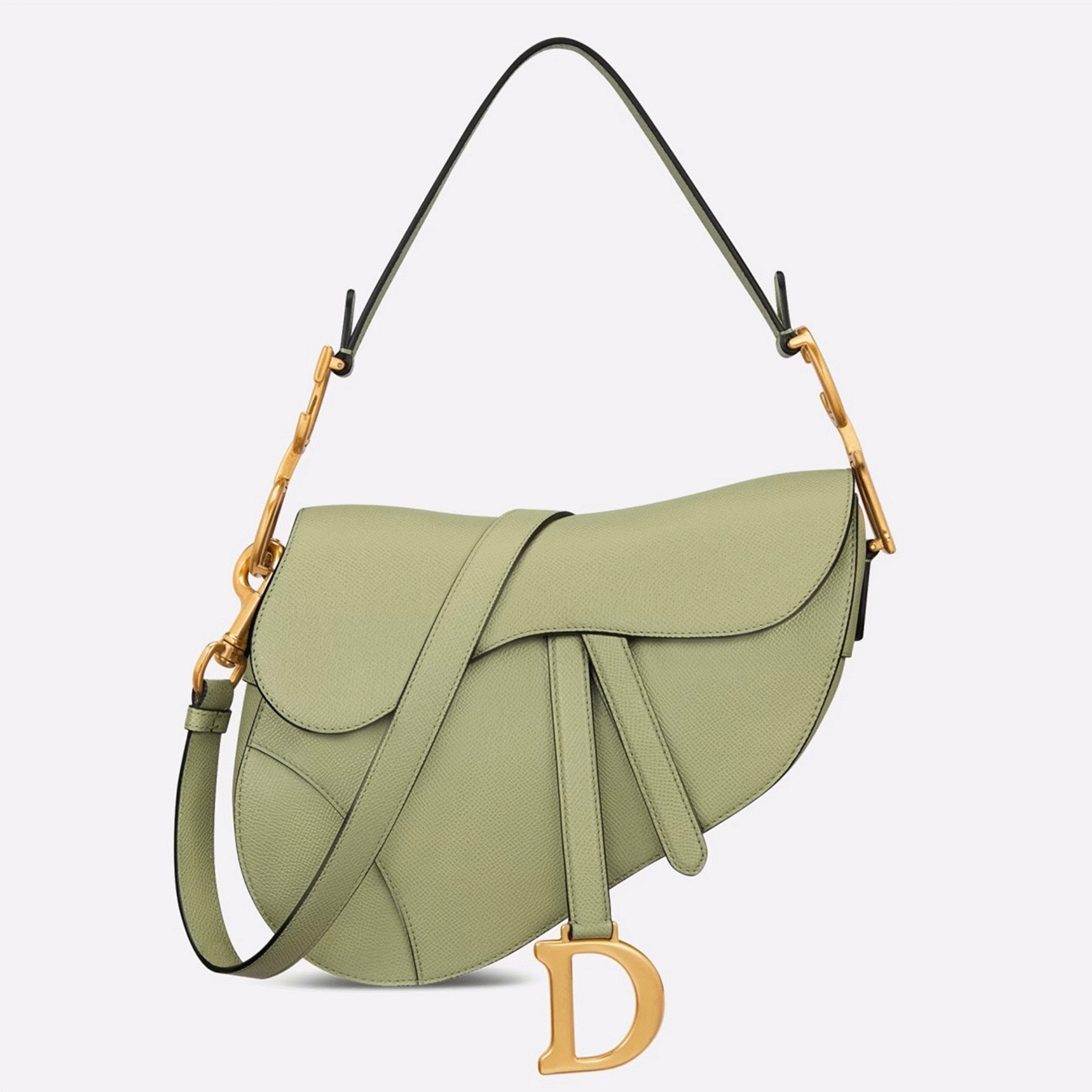 D10r Saddle Bag with Strap Imitation in Ethereal Green Grained Calfskin