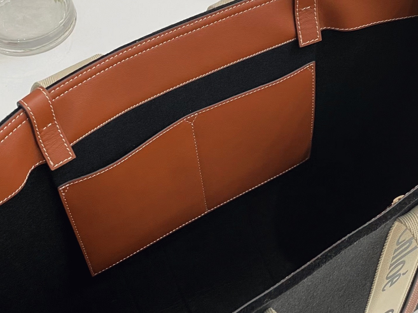 top quality faux Ch10e large woody tote bag in black felt