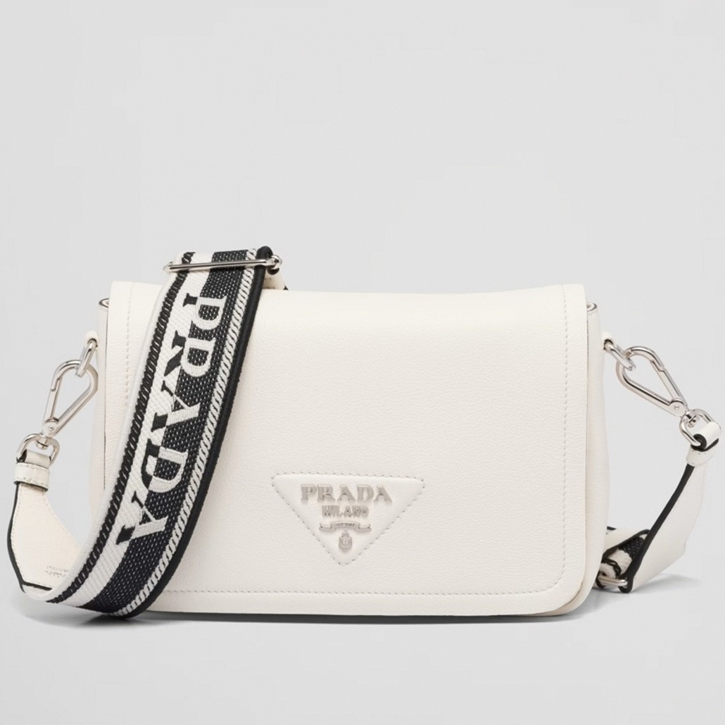 Pra*a Flap Shoulder Bag Replica in White