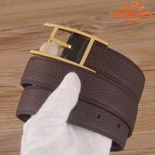 Replica H**me5 Quentin chocolate reversible belt
