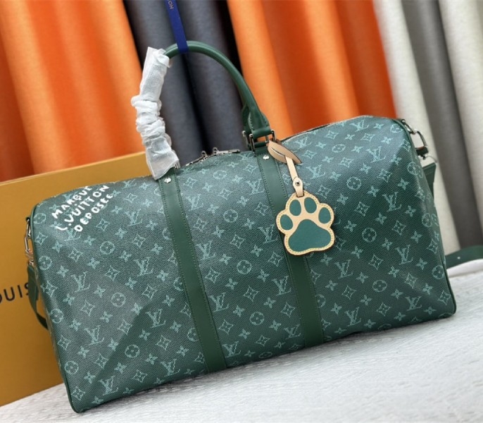 L0vis Vvtt0n Monogram Heritage Canvas Keepall Bandouliere 50 In Green