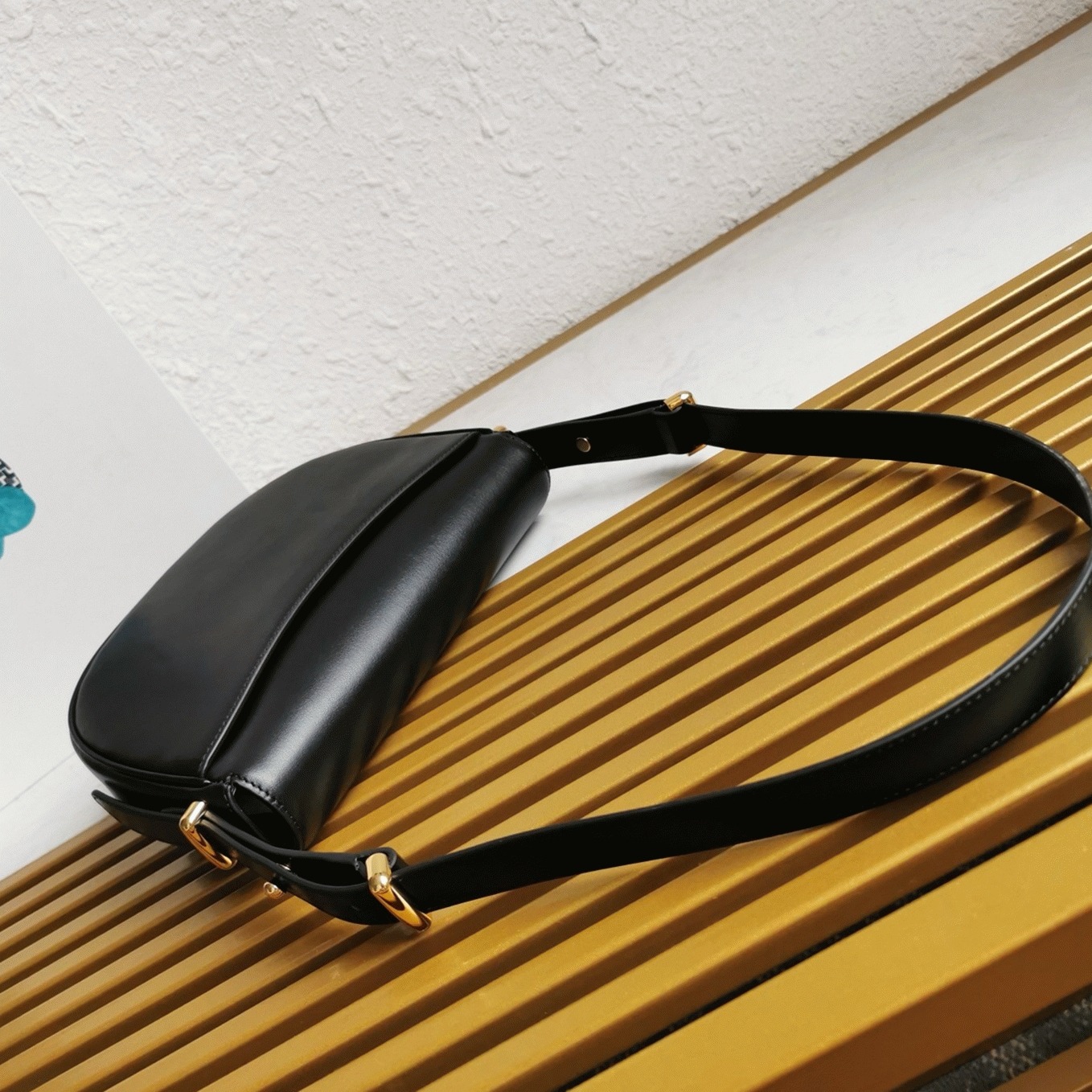 Black Pra*a Arque Shoulder Bag with Flap Fake