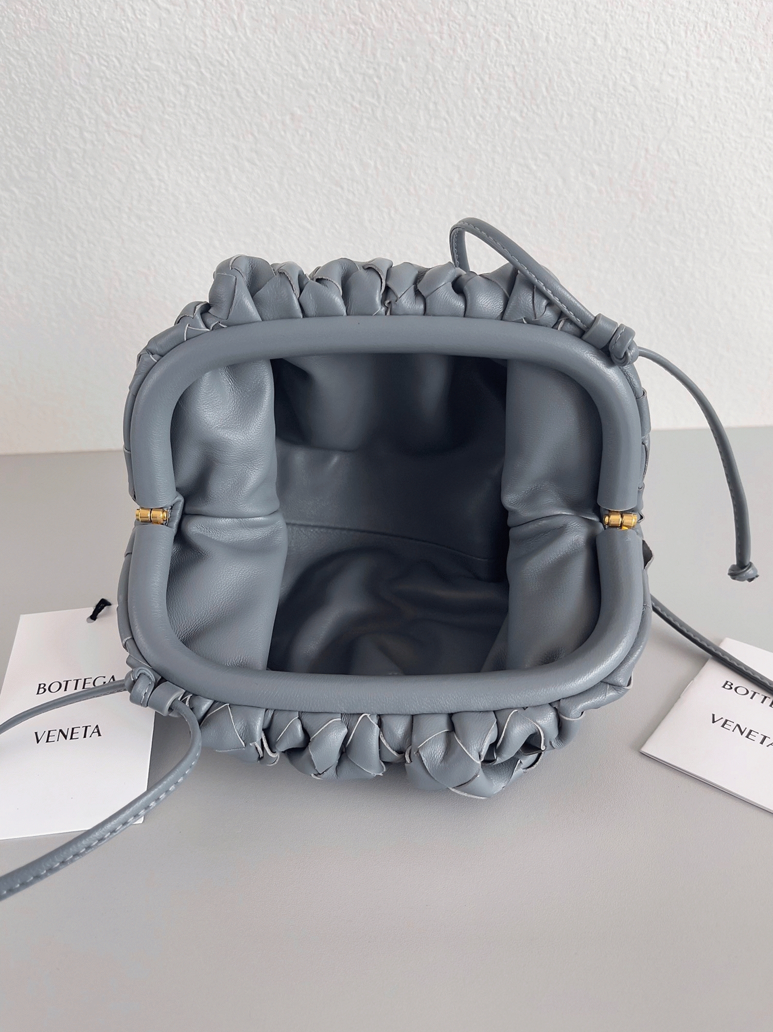 Fake B0tt*ga Ven*ta Mini Pouch with Strap Thunder
