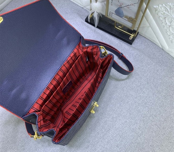 LV Monogram Empreinte Leather Metis In Navy Blue And Red