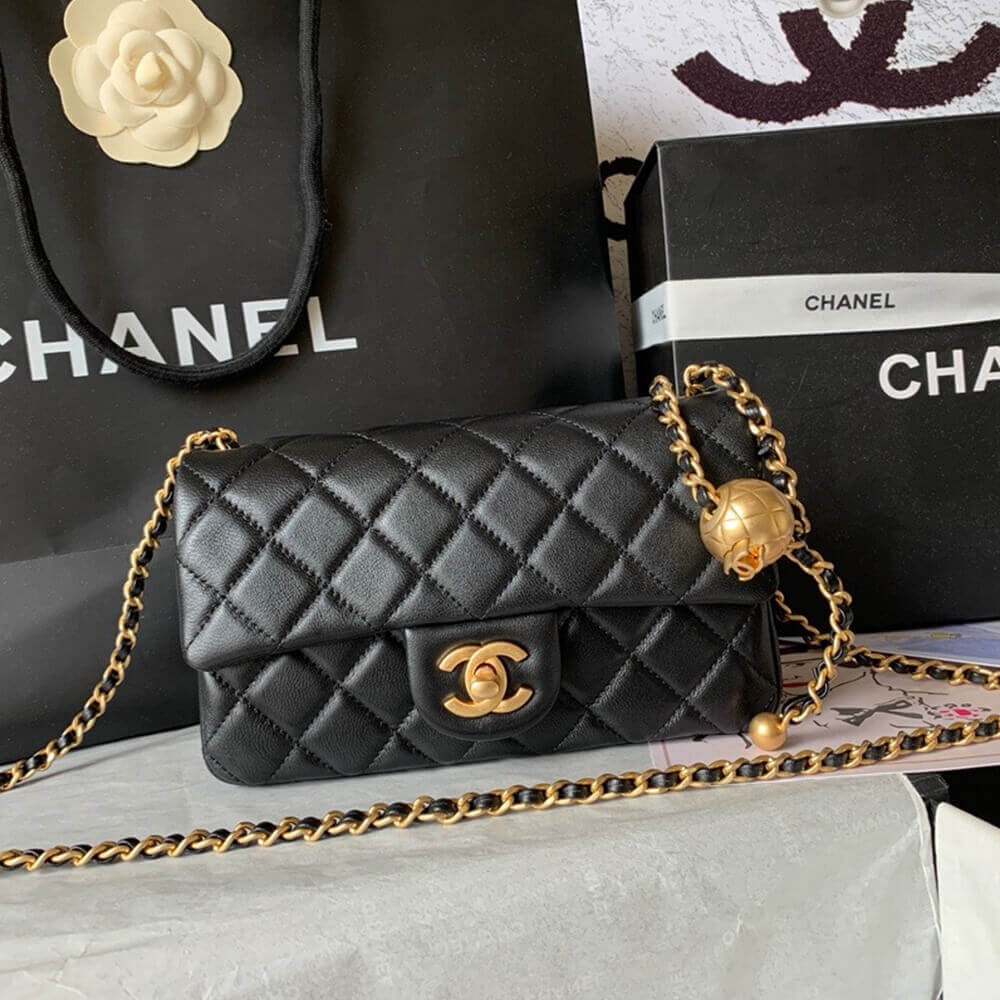 Ch**el Pearl Crush Mini Rectangular Flap