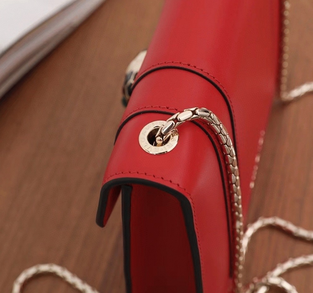 Fake Bv1g*ai Serpenti Forever Small Crossbody Bag Red Leather