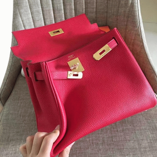 Red Clemence Fake H**me5 Kelly Retourne 32cm Vibrant Purse