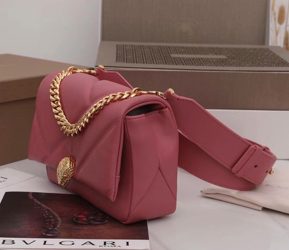 Knockoff Bv1g*ai Serpenti Cabochon Small Bag Pink Leather