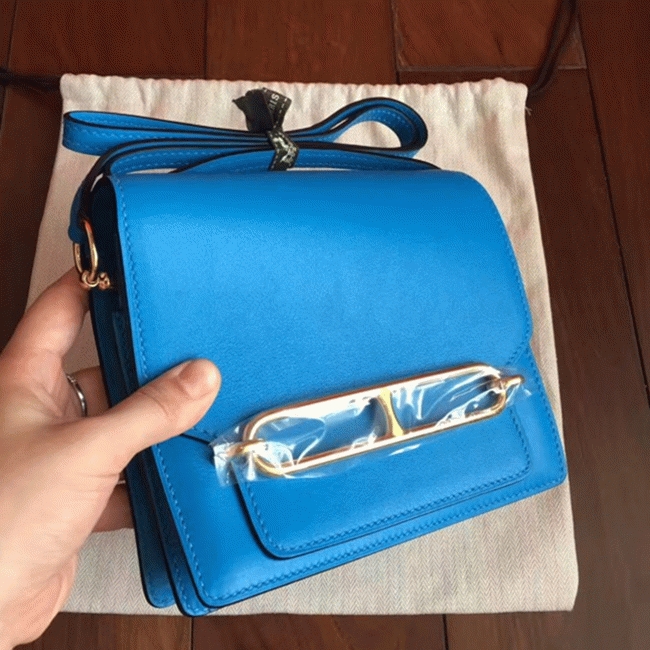 Blue hydra luxury replica H**me5 Mini Sac Roulis handbag