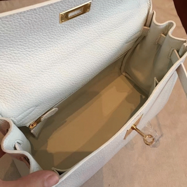 White Clemence Imitation H**me5 Kelly Retourne 28cm Chic Tote