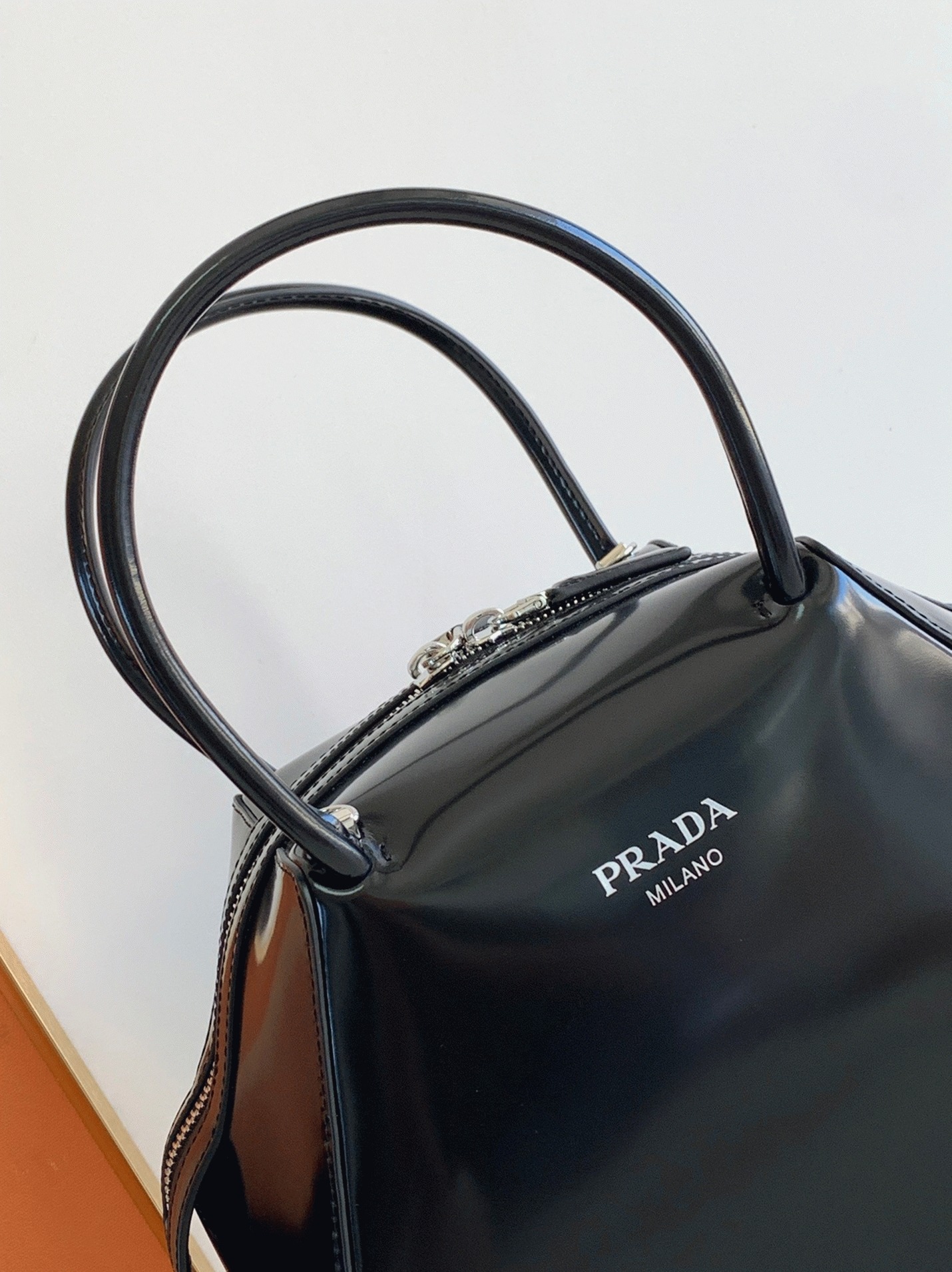Pra*a S*pernova Small Top Handle Bag Replica in Black Brushed