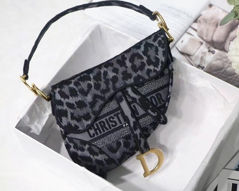 D10r Saddle Bag Replica in Grey Mizza Embroidery