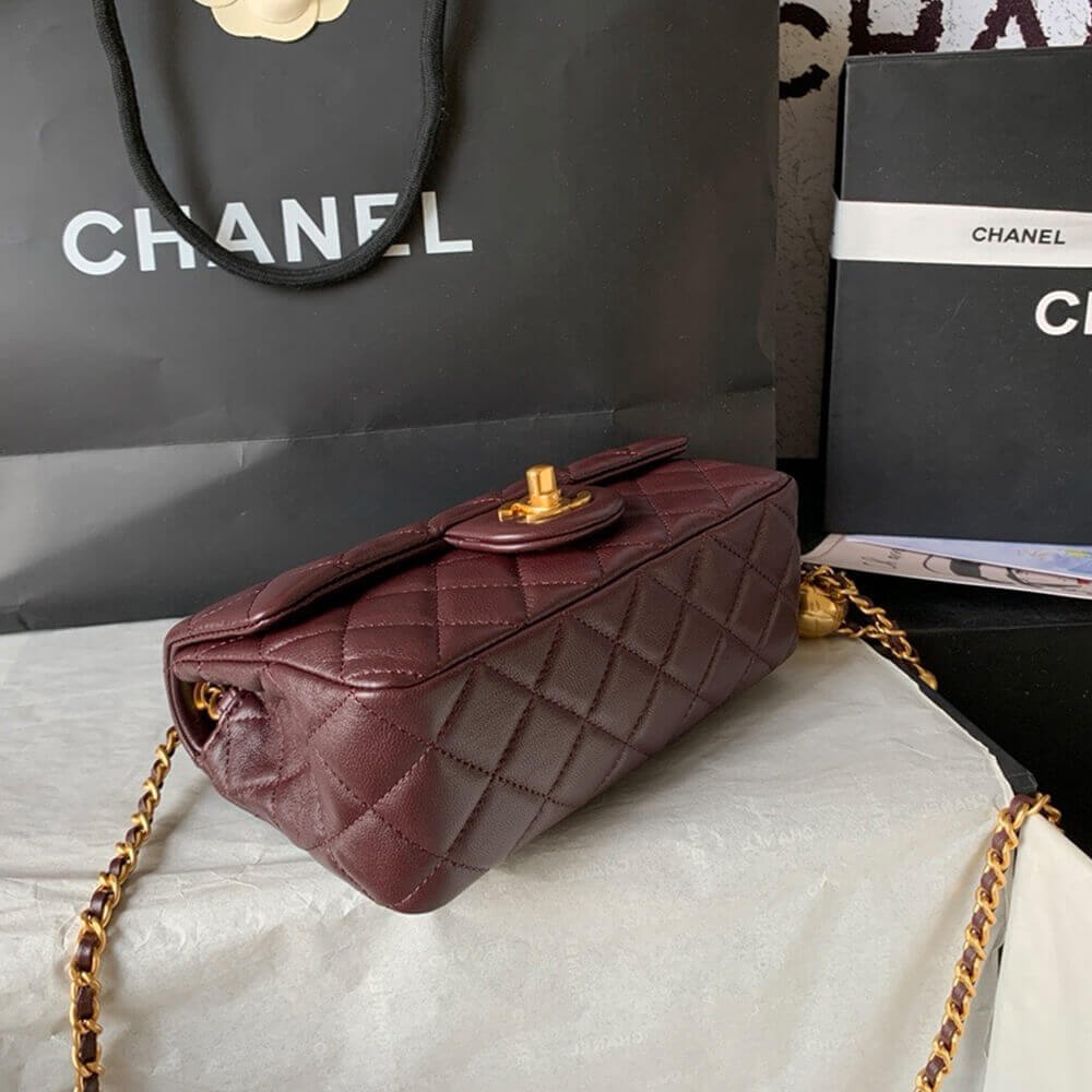 Ch**el Pearl Crush Mini Rectangular Flap