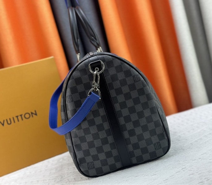 L0vis Vvtt0n Damier Graphite Canvas Keepall Bandouliere 50 In Indigo Blue