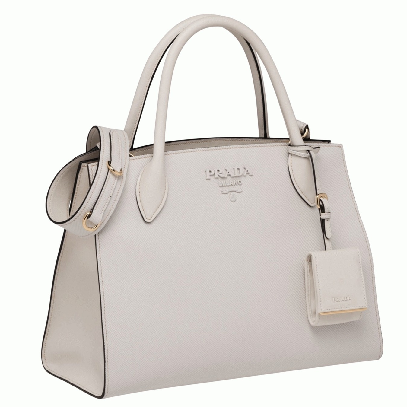 Pra*a Monochrome Medium Bag Fake in White