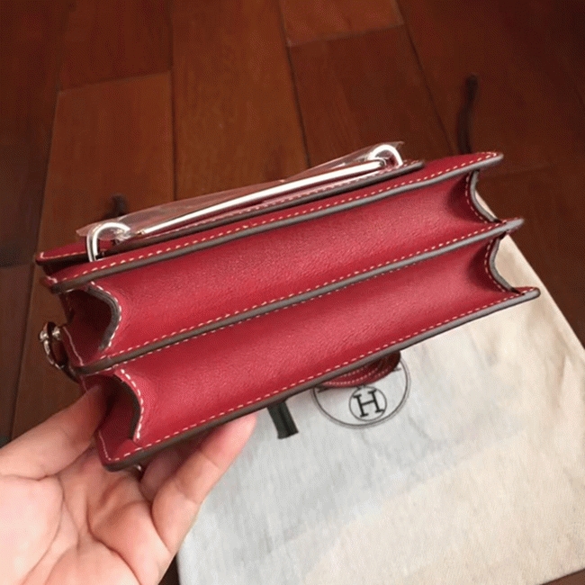 Red designer replica H**me5 Mini Sac Roulis handbag