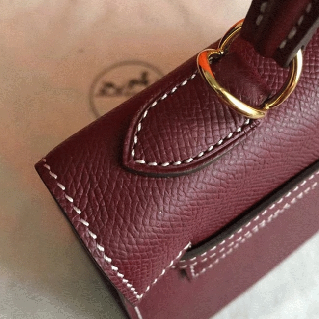Bordeaux Epsom Imitation H**me5 Kelly 25cm Elegant Purse
