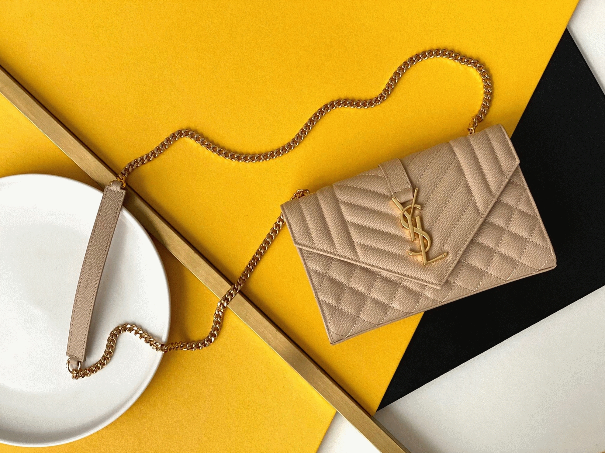 Fake Sa1nt Lau*nt Envelope Small Bag Beige