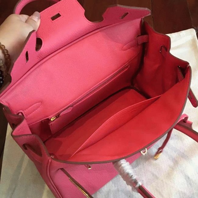 Rose Lipstick Colored H**me5 Birkin 25cm Copy Bag