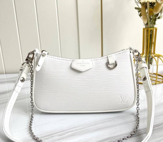 L0vis Vvtt0n Epi Leather Easy Pouch On Strap In Quartz White