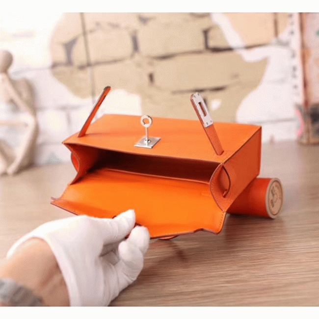 Orange Epsom Fake Luxury H**me5 Kelly Mini II 20cm Handbag
