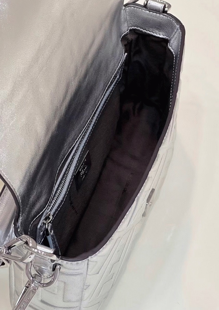 Top Quality F**di Medium Baguette Bag In Silver FF