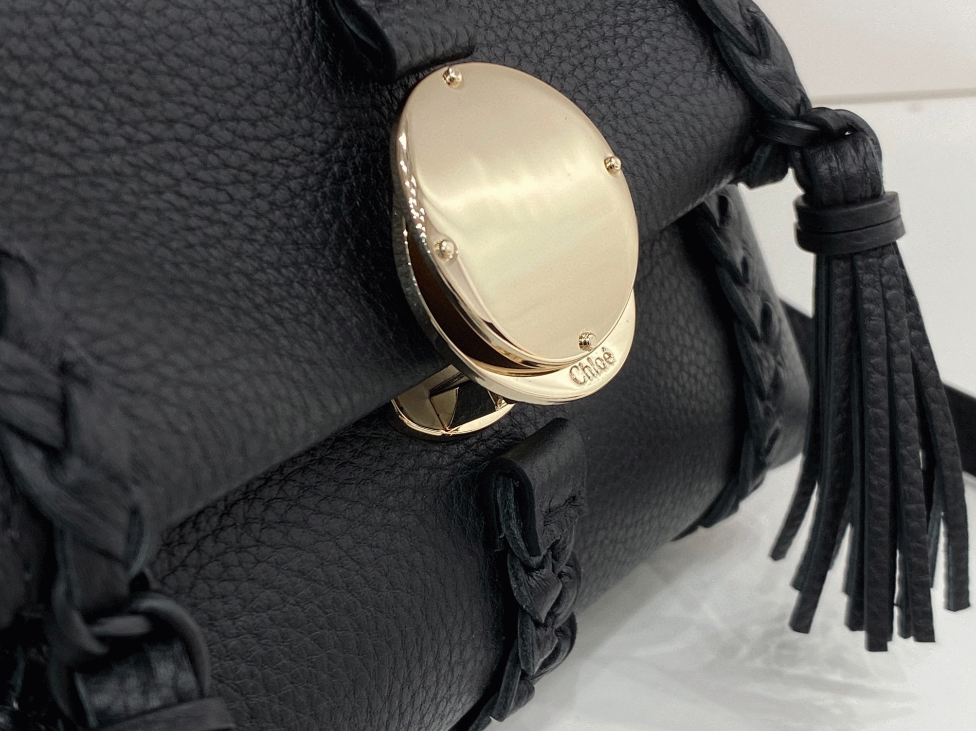 top quality fake Ch10e penelope mini shoulder bag in black grained calfskin